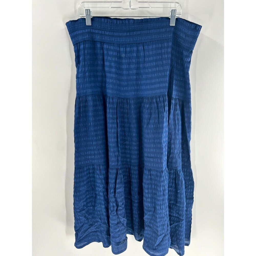 Women's Saks Fifth Ave. Blue Silk Elastic Waist Midi BOHO Skirt Size S Fits XL - Picture 6 of 8